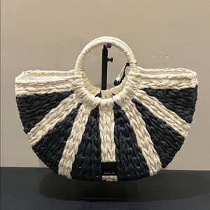 Dolce Vita | Black Raffia Shopper “EstelleB” Tote ~ Canvas Inside